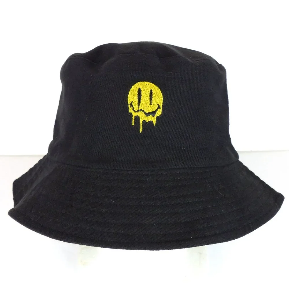 Eighty Eight Embroidered Melting Face Bucket Hat Adult One Size Black Reversible